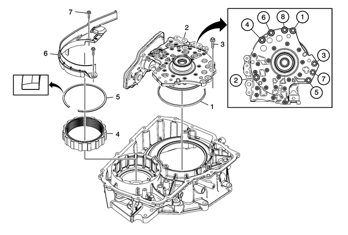 Transmission Fluid Pump, Front Differential Carrier Baffle, and Front Differential Ring Gear Installation (6T40/45) Automatic Transmission Unit 