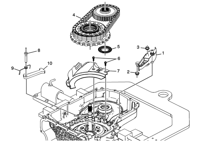 Drive and Driven Sprocket, Drive Link, and Park Pawl Removal (6T40/45/50) Automatic Transmission Unit 