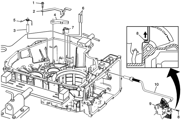 Manual Shift Detent Lever with Shaft Position Switch Assembly and Park Pawl Actuator Removal Automatic Transmission Unit 