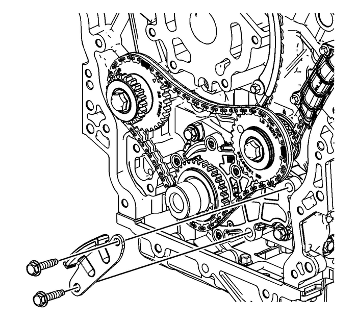 Primary Timing Chain Guide Installation - Lower Valvetrain Valvetrain Timing Timing Belt/Chain Engine Valvetrain Timing Primary Timing Chain Guide Installation - Lower Valvetrain Valvetrain Timing Timing Belt/Chain