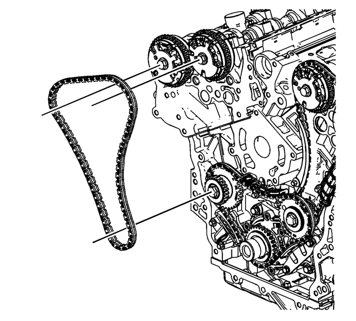 Secondary Camshaft Intermediate Drive Chain Installation - Right Side Valvetrain Camshaft 