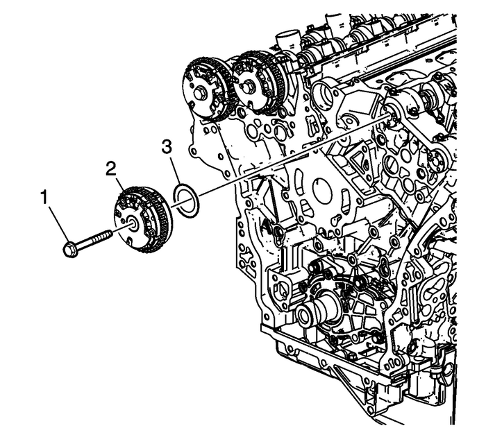 Camshaft Position Actuator Removal - Left Side Intake Valvetrain Camshaft Engine Camshaft Camshaft Position Actuator Removal - Left Side Intake Valvetrain Camshaft