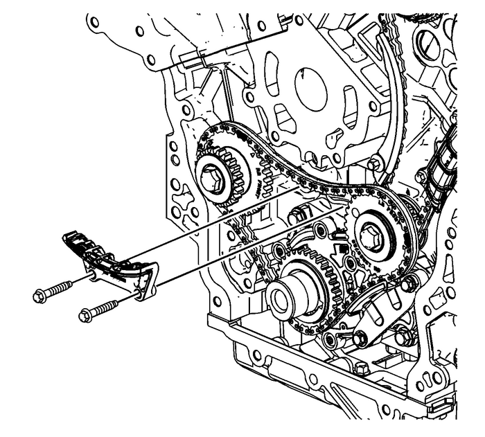 Primary Timing Chain Guide Installation - Upper Valvetrain Valvetrain Timing Timing Belt/Chain Engine Valvetrain Timing Primary Timing Chain Guide Installation - Upper Valvetrain Valvetrain Timing Timing Belt/Chain
